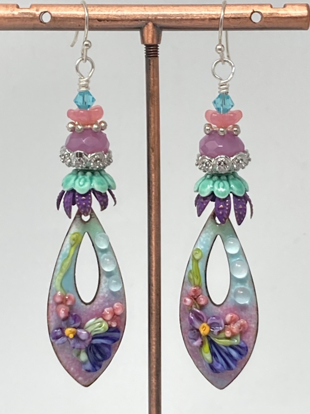 Floral Enameled Earrings